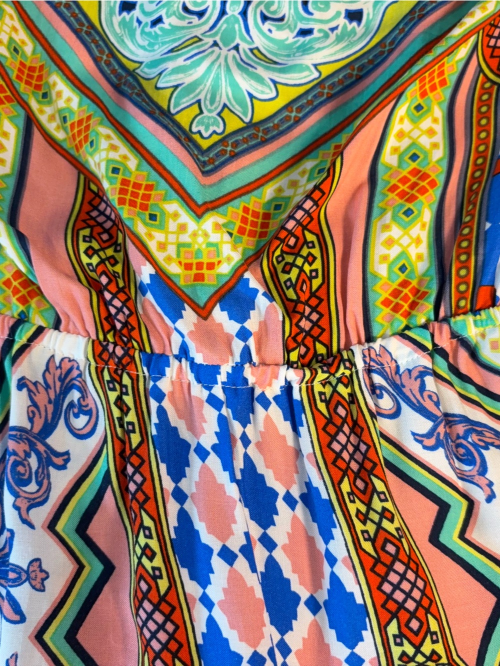 Flying Tomato Strapless Scarf Print Wide-Leg Jumpsuit | Boho Resort | Size M - Picture 5 of 10